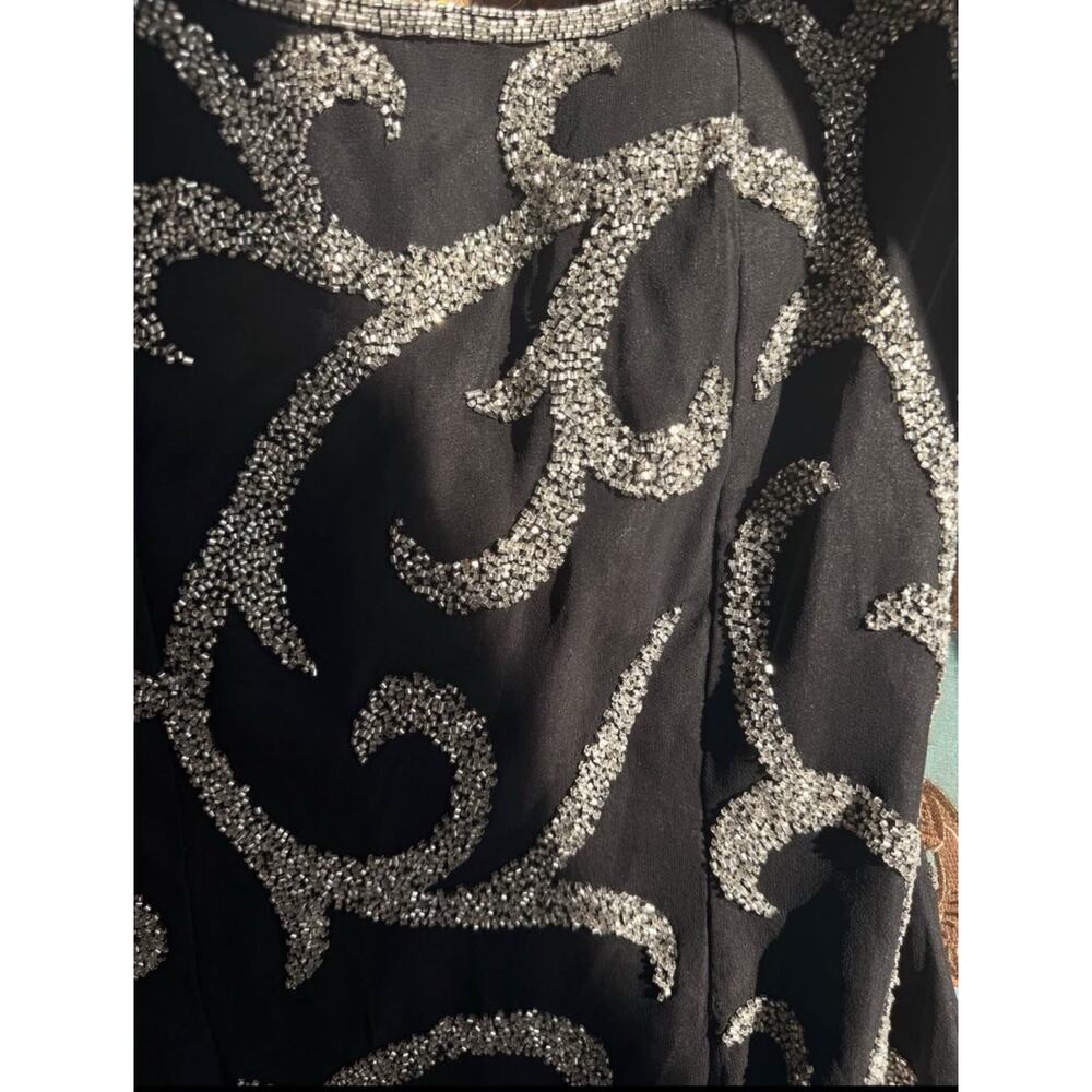 NWT RARE VINTAGE Silk Y2K Black Beaded Evening Gown – Scala - Size Medium - Picture 4 of 8